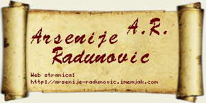 Arsenije Radunović vizit kartica